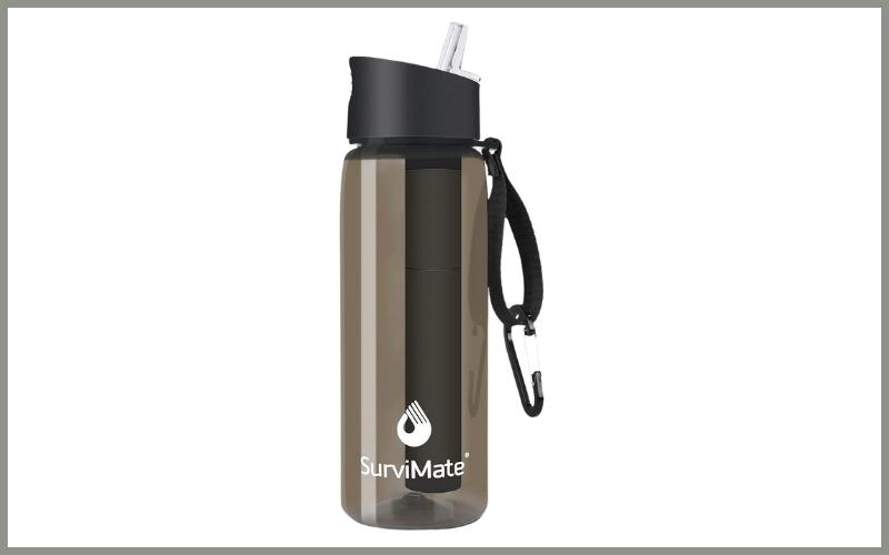 Survimate Filtered Water Bottle BPA Free with 4-Stage Integrated Filter Straw_Best Filtered Water Bottle Review