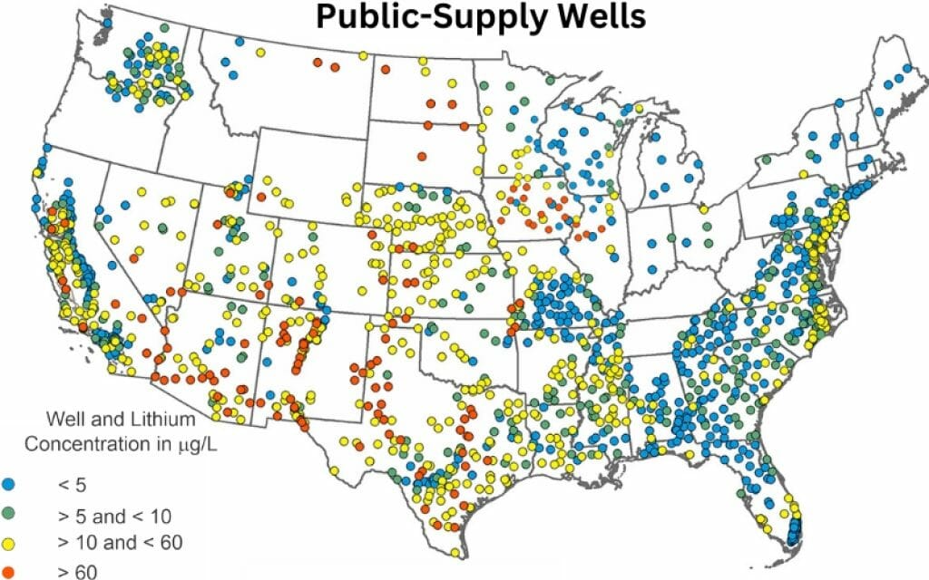 Lithium In Drinking Water Groundwater Map