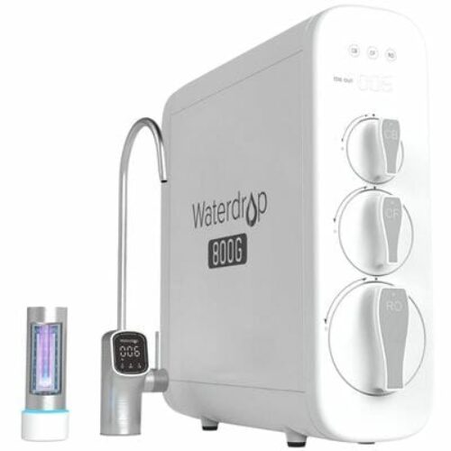 This tankless reverse osmosis is the complete package: high water flow rate, digital display faucet, UV light sterilizer, and barely takes any under sink space. 