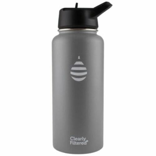 The Clearly Filtered Insulated Stainless Steel Water Bottle comes in 32 or 20 oz. with Affinity Filtration Technology to remove up to 99.9% of 220+ contaminants