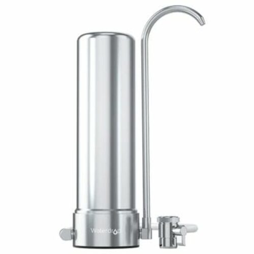 The Waterdrop Countertop Filter is made with 304 food-grade stainless steel and has a 5-Stage filter system to remove common tap water contaminants like chlorine, bad tastes, and odors.